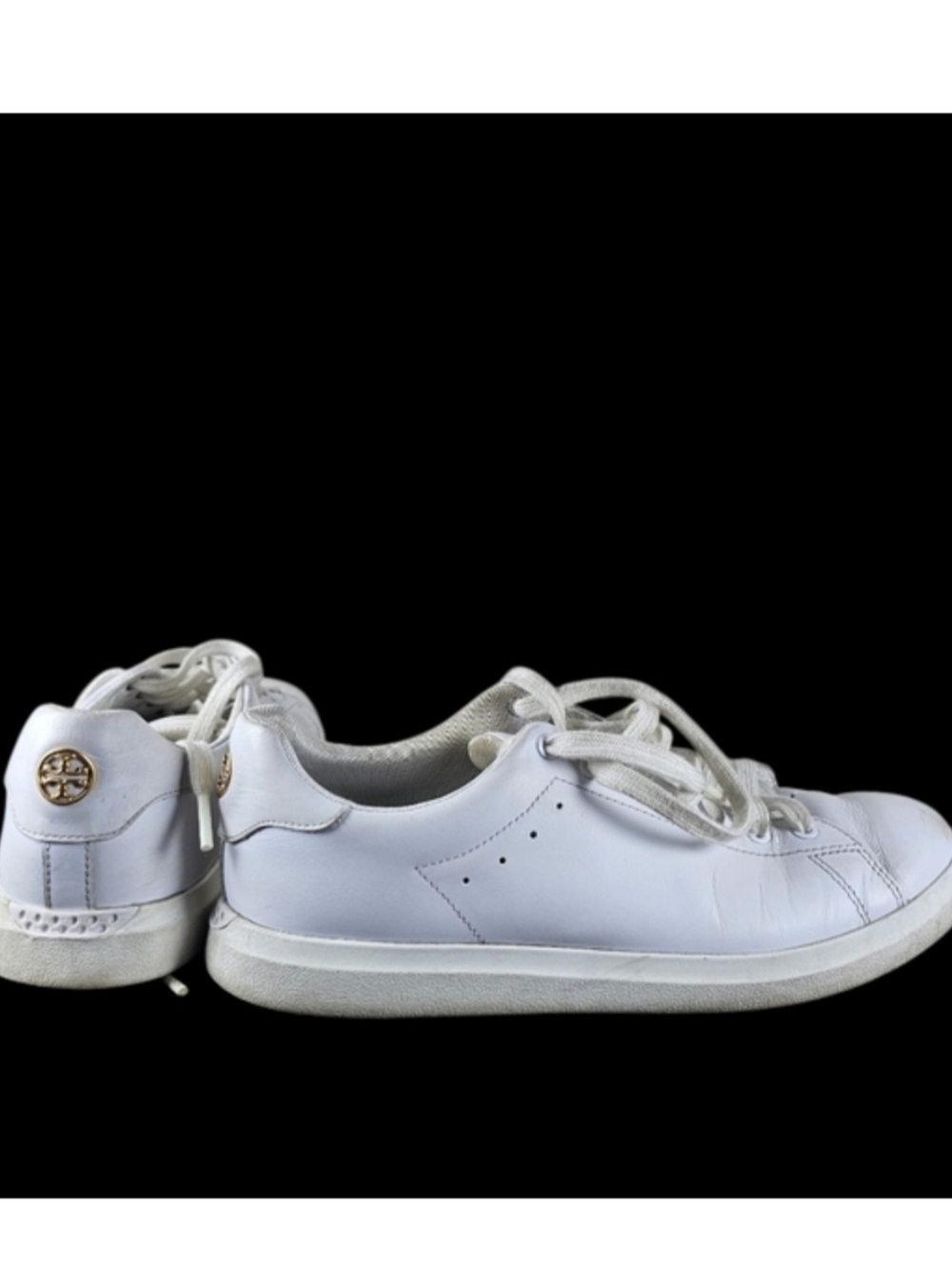 Tory Burch White Leather Gold Back Logo Quiet Luxury Chic Mens Sneakers Sz 9